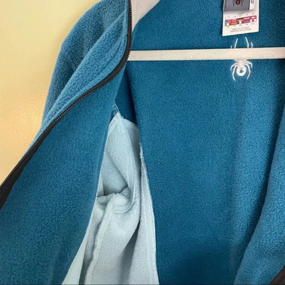 Spyder Teal Light Blue Cozy Fleece Zip-up Ski Snow Winter Jacket X Large - Picture 8 of 11